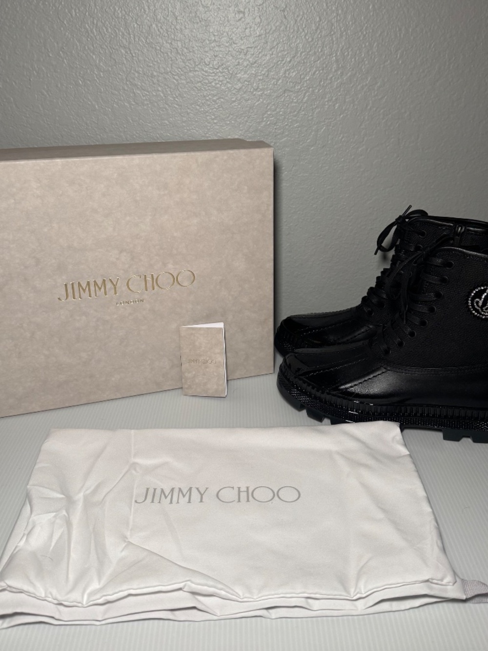 Jimmy Choo Oskar Black Combat Boot 38.5 - Picture 2 of 11